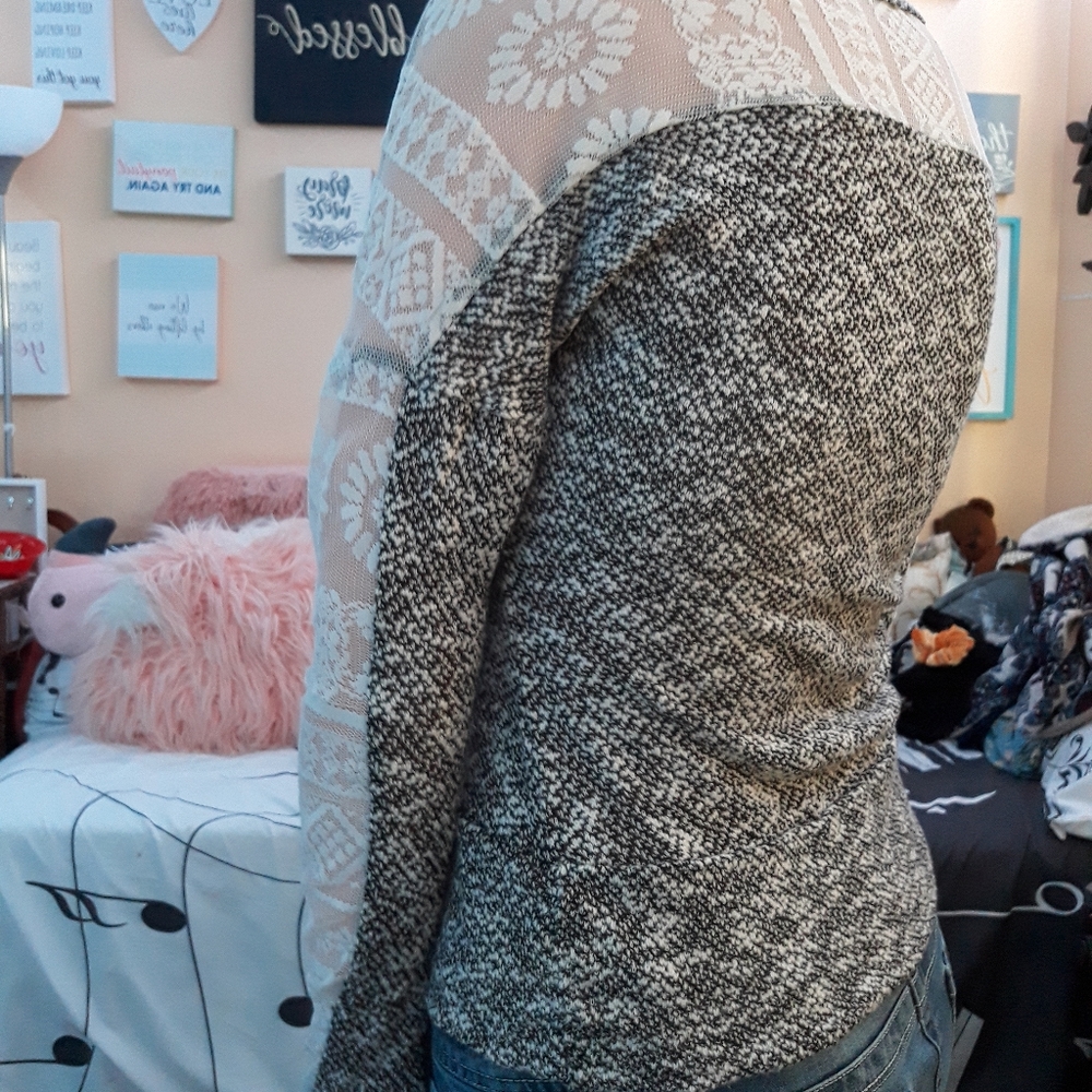Grey and white longsleeve with mesh detailing